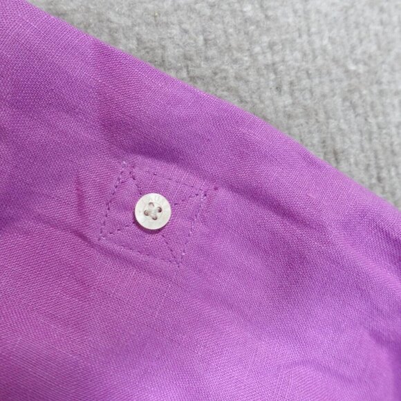 Lauren Ralph Lauren Womens Shirt 2X Purple Safari Tab Sleeves 100% Linen - Picture 3 of 9